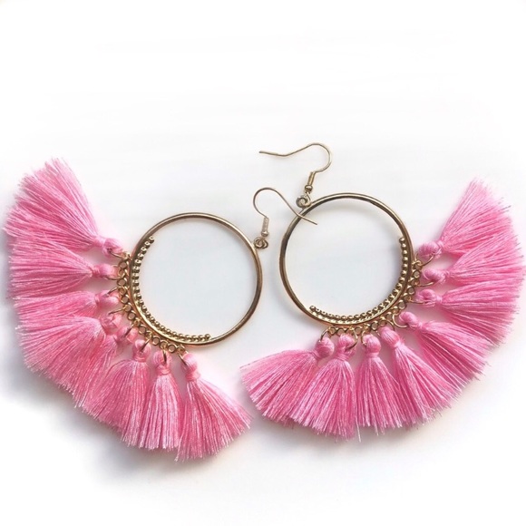 “Arriba!” Tassel Fringe Statement Hoop Earrings - Picture 5 of 14